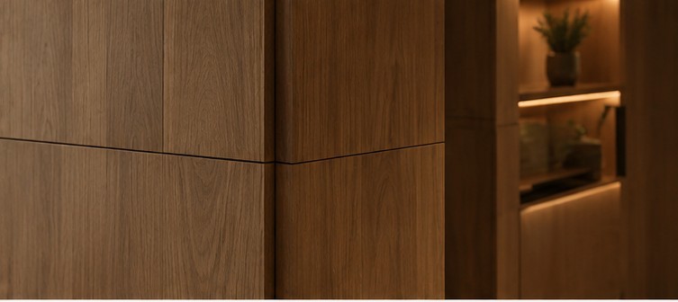 Wood paneled built-in nook