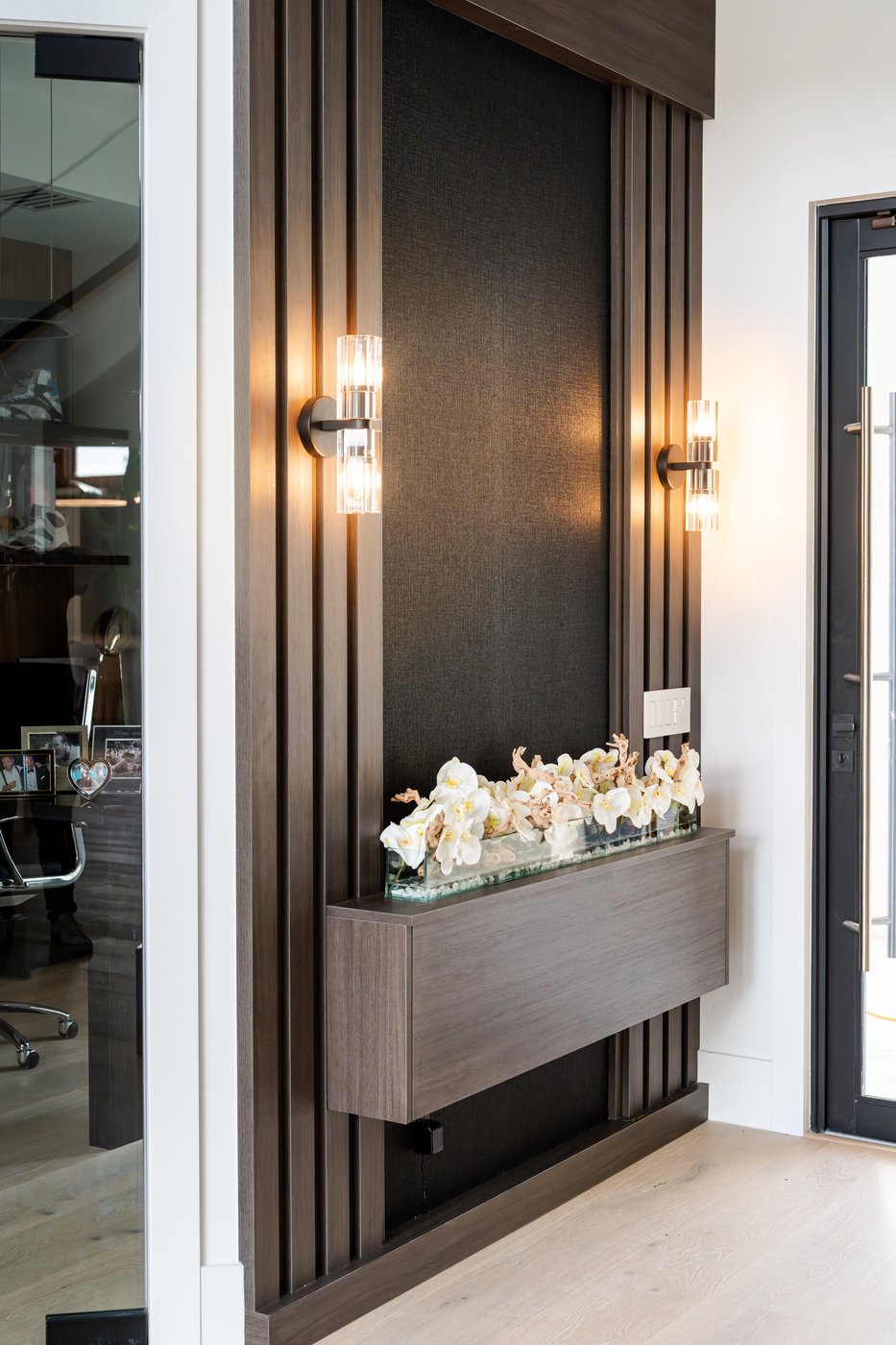 Wood slat feature wall