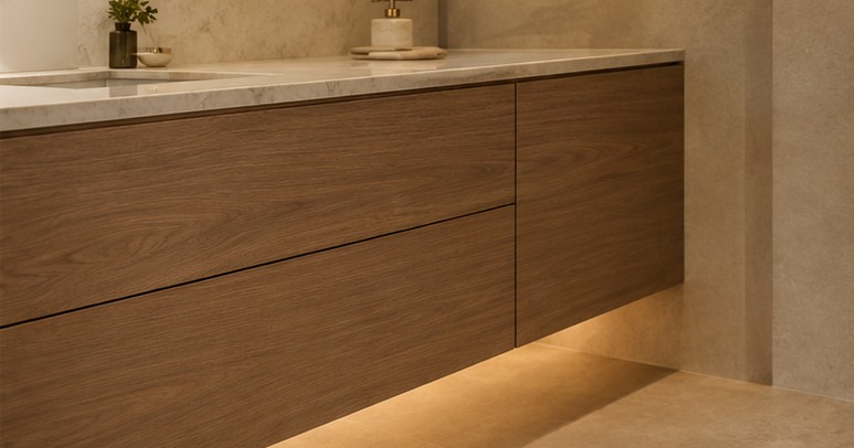 Handleless drawer bank