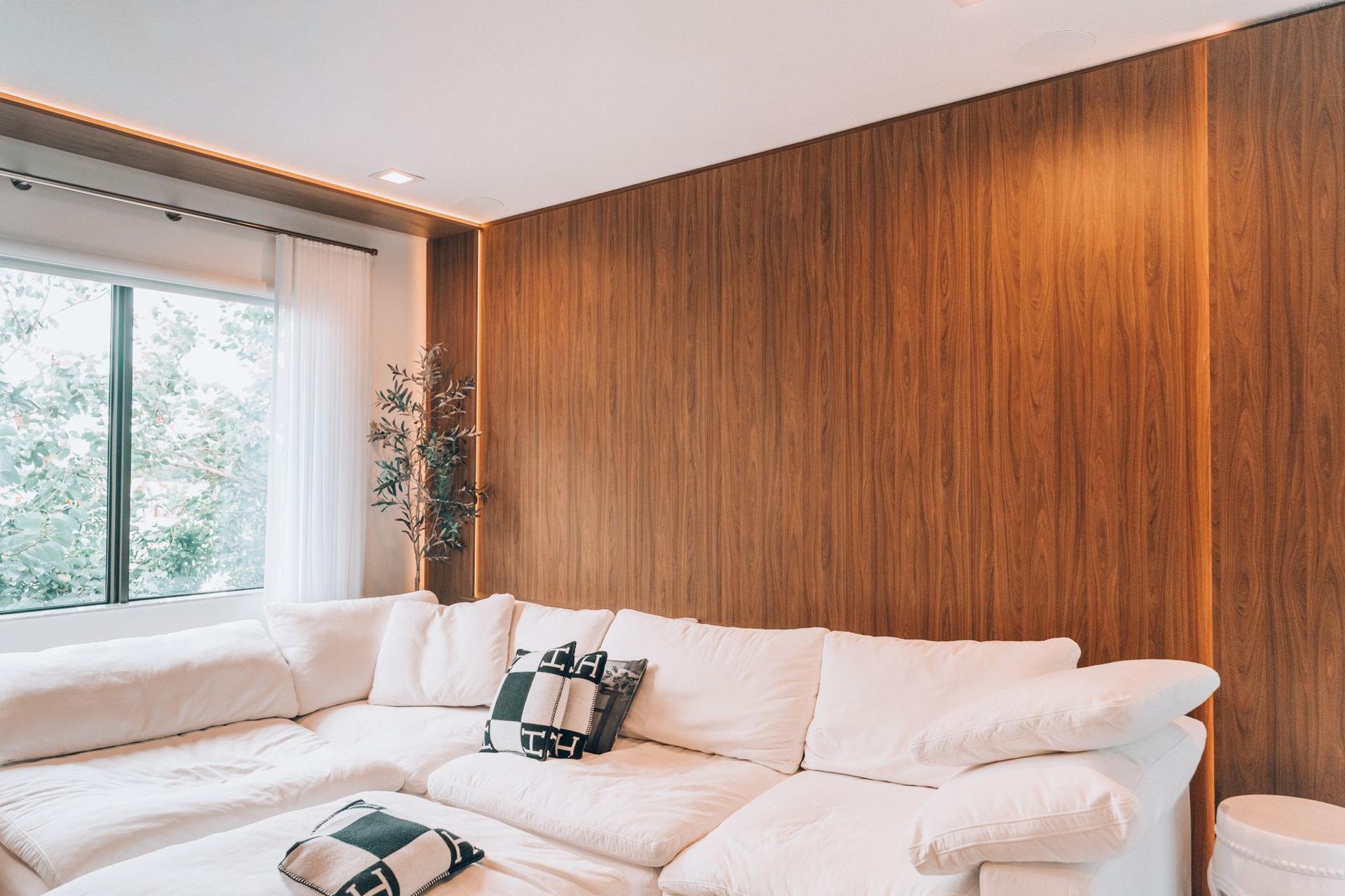 Walnut wall paneling
